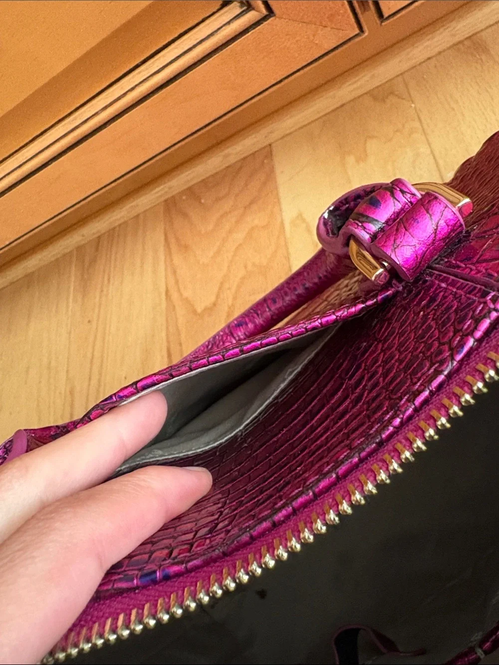 Brahmin duxbury voltage violet satchel Melbourne shoulder bag croc leather rare